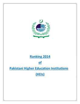 Ranking 2014 of Pakistani Higher Education Institutions (Heis)