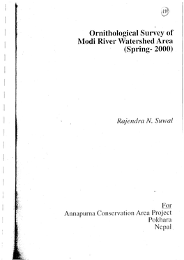 Ornithological Survey of Modi River Watershed Area (Spring- 2000)