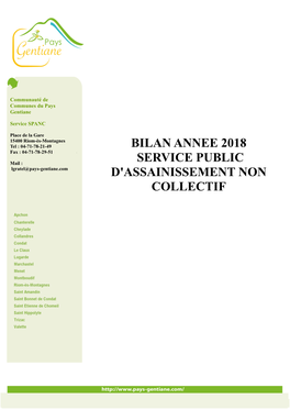 Bilan Annee 2018 Service Public D'assainissement Non