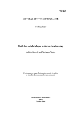 Guide for Social Dialogue in the Tourism Industry