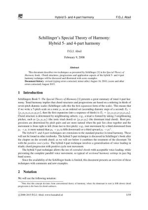 Schillinger's Special Theory of Harmony: Hybrid 5- and 4-Part Harmony