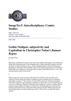 Imagetext: Interdisciplinary Comics Studies Gothic Oedipus: Subjectivity