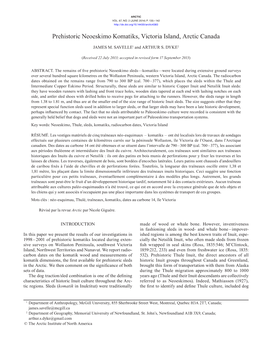 Prehistoric Neoeskimo Komatiks, Victoria Island, Arctic Canada
