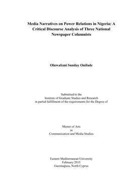 A Critical Discourse Analysis of Three National Newspaper Columnists