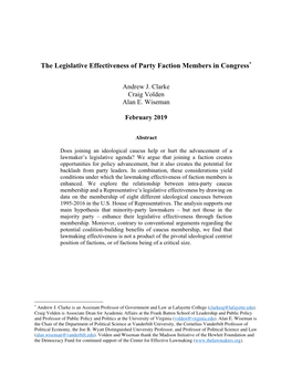 The Legislative Effectiveness of Party Faction Members in Congress*