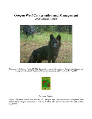 Oregon Wolf Conservation and Management 2020 Annual Report