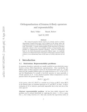 Orthogonalization of Fermion K-Body Operators and Representability