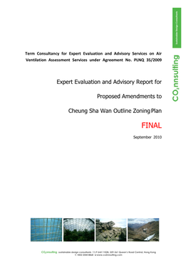 Expert Evaluation and Advisory Report for Proposed Amendments