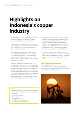 Highlights on Indonesia's Copper Industry
