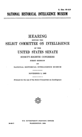 National Historical Intelligence Museum Hearing