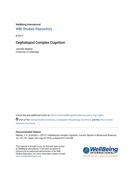 Cephalopod Complex Cognition