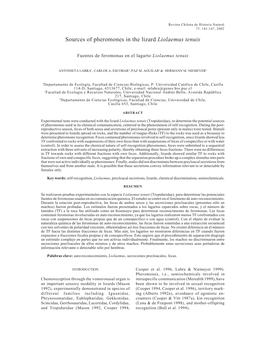 Sources of Pheromones in the Lizard Liolaemus Tenuis