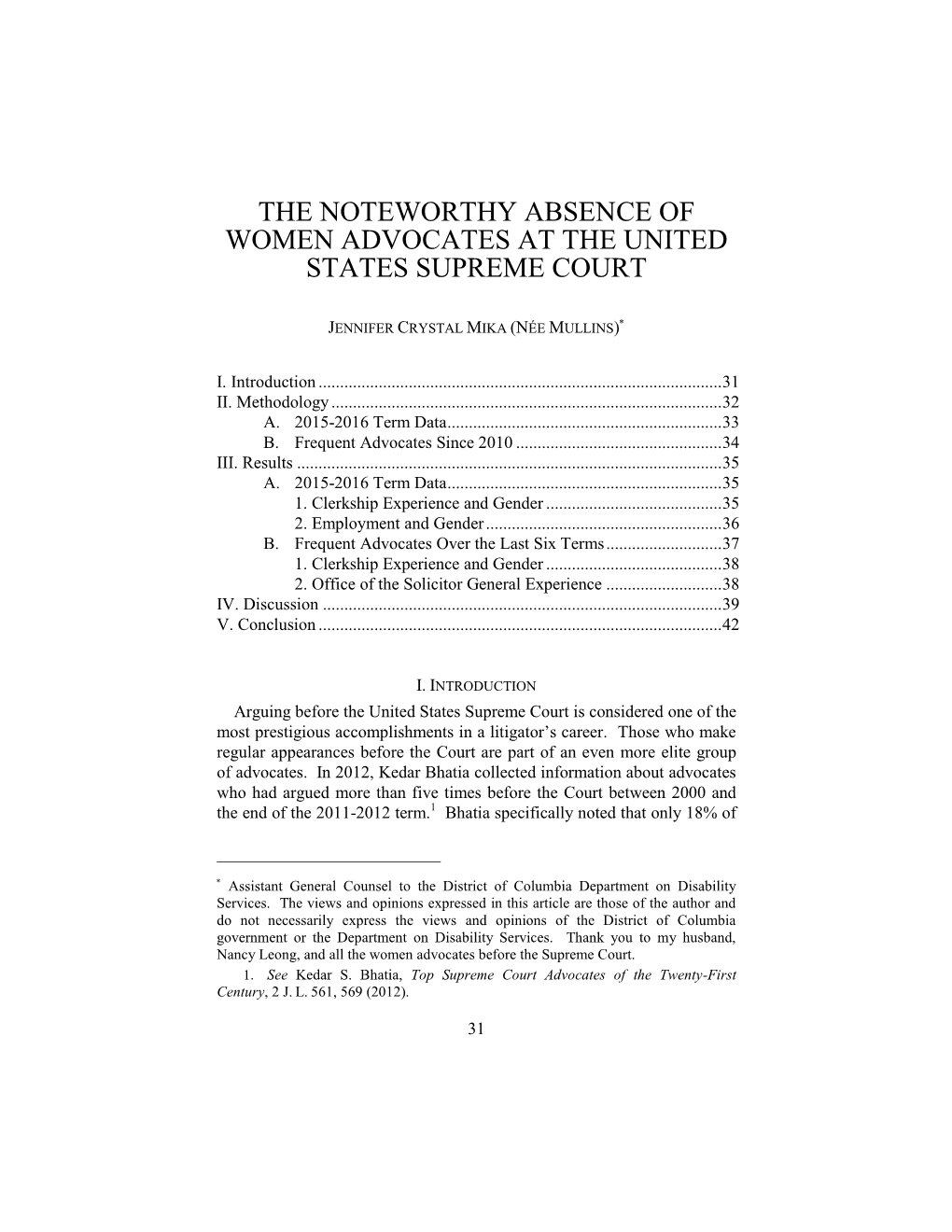 The Noteworthy Absence of Women Advocates at the United States Supreme Court