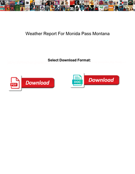 Weather Report for Monida Pass Montana