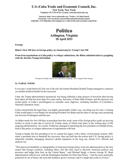 Politico Arlington, Virginia 28 April 2021