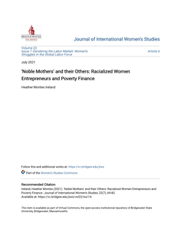 And Their Others: Racialized Women Entrepreneurs and Poverty Finance