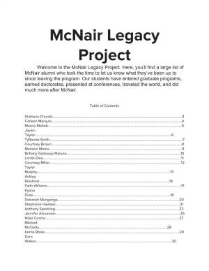 Mcnair Legacy Project Welcome to the Mcnair Legacy Project
