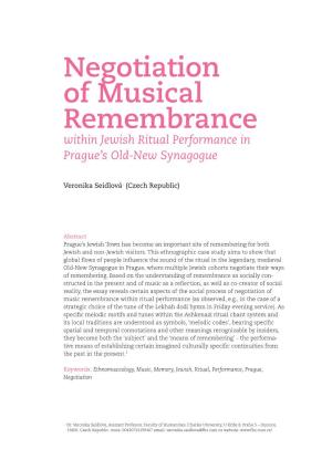 Negotiation of Musical Remembrance Within Jewish Ritual Performances