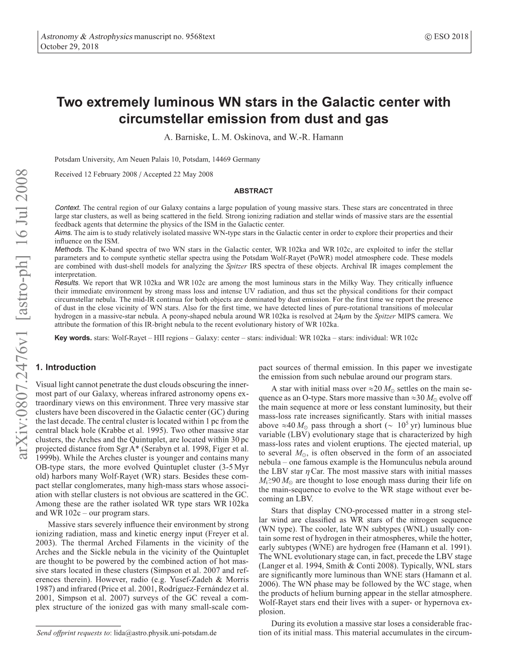 Two Extremely Luminous WN Stars in the Galactic Center With