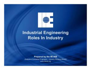 Industrial Engineering Roles in Industry