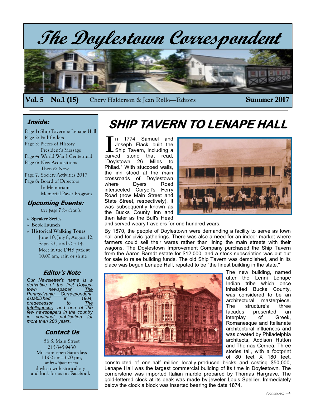 Ship Tavern to Lenape Hall