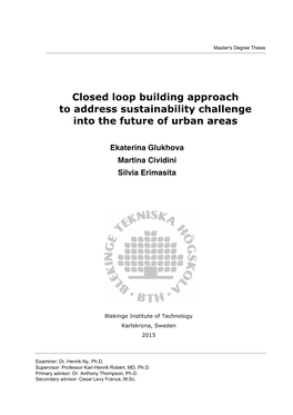 Closed Loop Building Approach to Address Sustainability Challenge Into the Future of Urban Areas