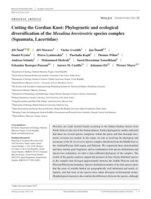 Cutting the Gordian Knot: Phylogenetic and Ecological Diversification of the Mesalina Brevirostris Species Complex (Squamata, Lacertidae)