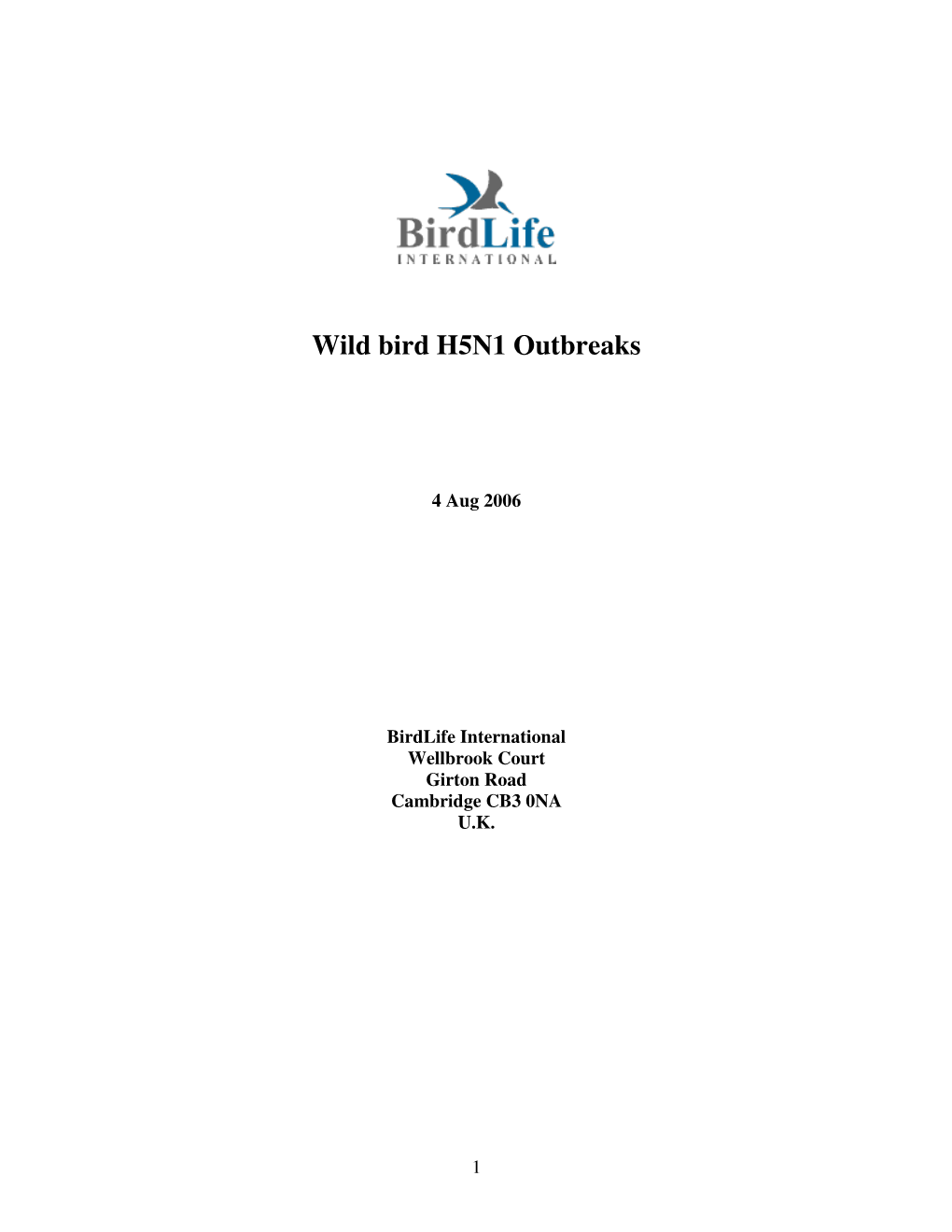 Wild Bird H5N1 Outbreaks