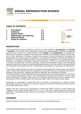 ANIMAL REPRODUCTION SCIENCE an International Journal