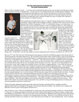 My Time and Experience in Martial Arts by Lynda Niemczak Hatch