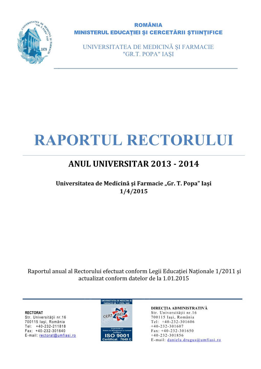 Raportul Rectorului