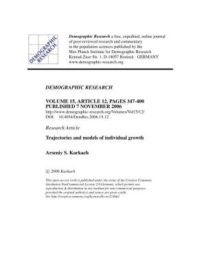 Trajectories and Models of Individual Growth