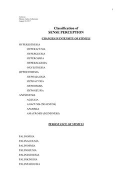 Classification of SENSE PERCEPTION
