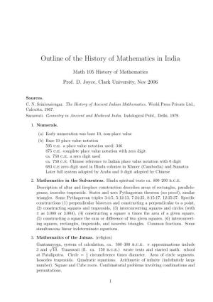 Outline of Mathematics in India