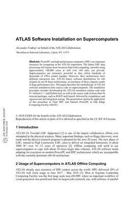 ATLAS Software Installation on Supercomputers
