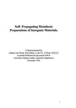 Self-Propagating Metathesis Preparations of Inorganic Materials