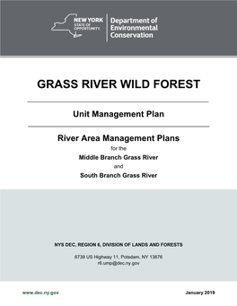 2019 Grass River Wild Forest Unit Management Plan (UMP)
