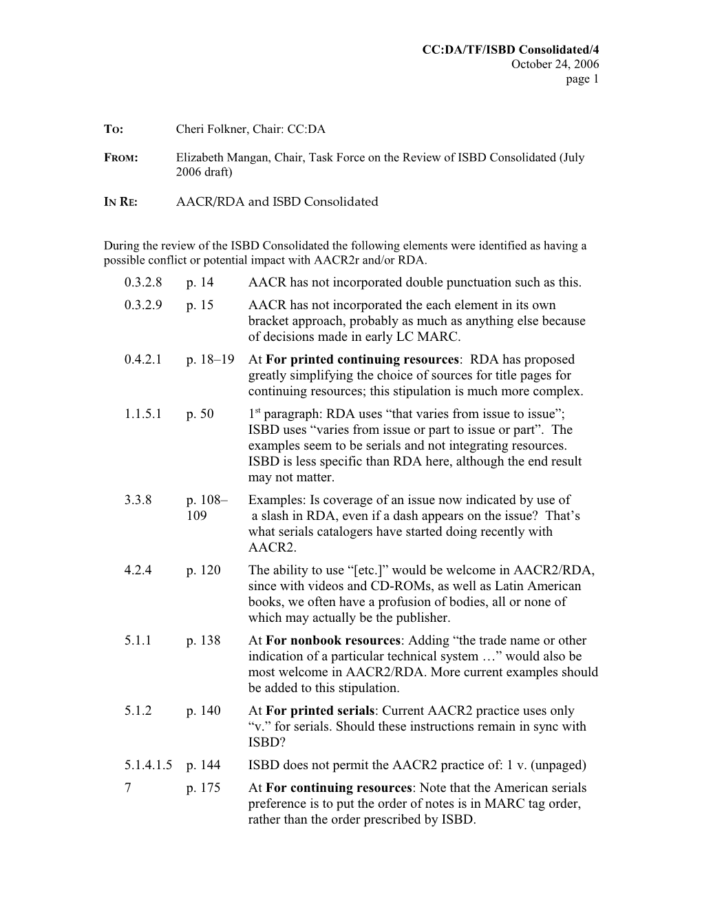 AACR/RDA and ISBD(C)