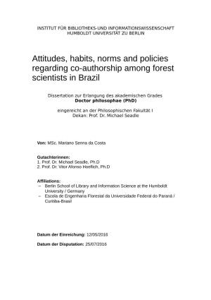 Attitudes, Habits, Norms and Policies Regarding Co-Authorship Among Forest Scientists in Brazil