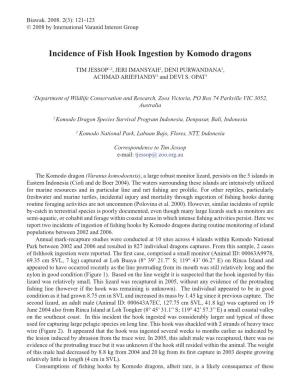Incidence of Fish Hook Ingestion by Komodo Dragons