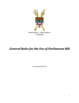 General Rules on the Use of Parliament Hill