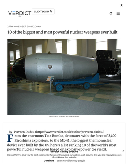 10 of the Biggest and Most Powerful Nuclear Weapons Ever Built