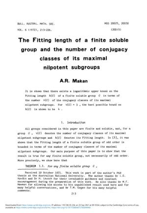 The Fitting Length of a Finite Soluble Group and the Number of Conjugacy Classes of Its Maximal Nilpotent Subgroups