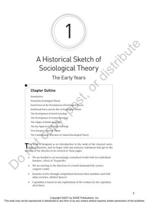 Chapter 1: a Historical Sketch of Sociological Theory the Early Years