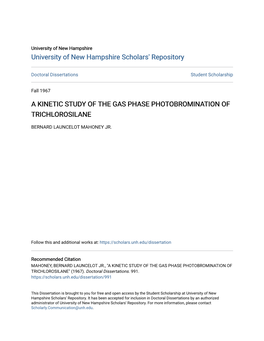 A Kinetic Study of the Gas Phase Photobromination of Trichlorosilane