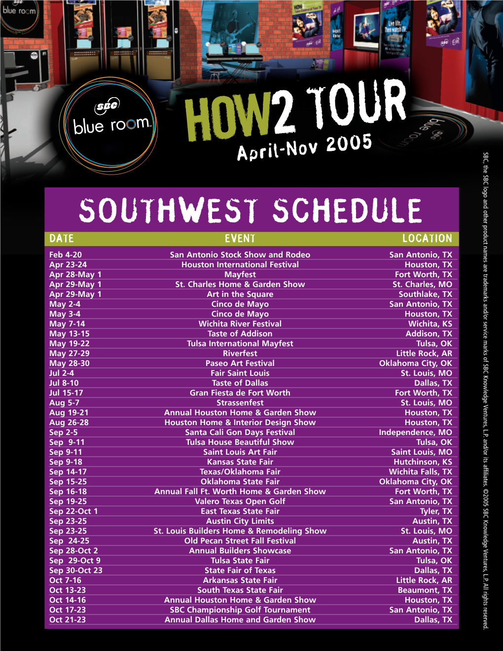 Southwest Schedule Date Event Location