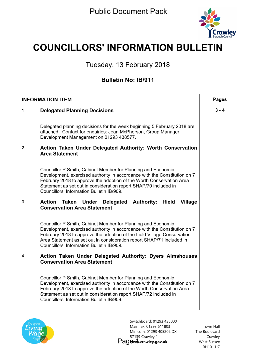(Public Pack)Agenda Document for Councillors' Information Bulletin, 13