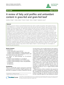 A Review of Fatty Acid Profiles and Antioxidant Content in Grass-Fed And