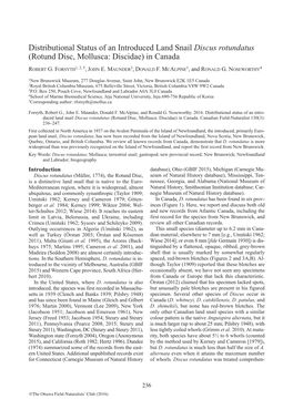 Distributional Status of an Introduced Land Snail Discus Rotundatus (Rotund Disc, Mollusca: Discidae) in Canada Robert G