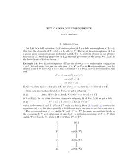 Galois Correspondence